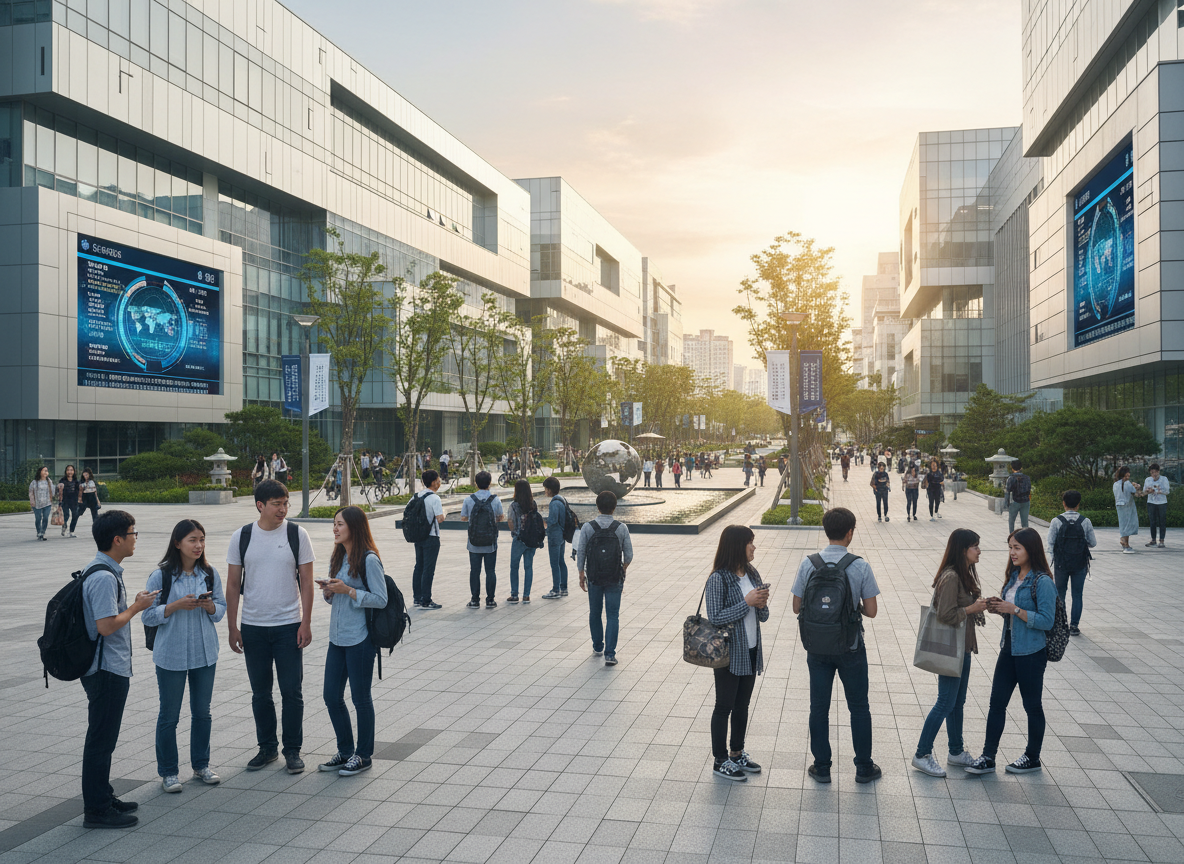 Modern Korean university campus