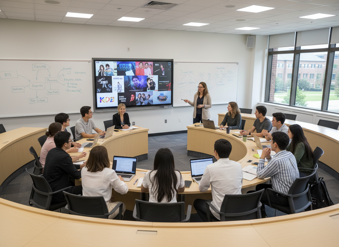 University seminar discussing Korean pop culture